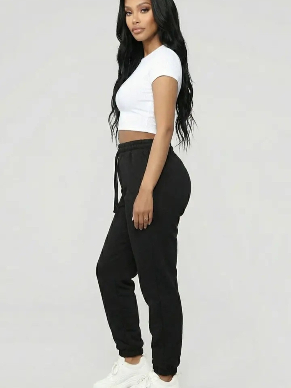 Women’s Black Drawstring Jogger Pants - Picture 2 of 5